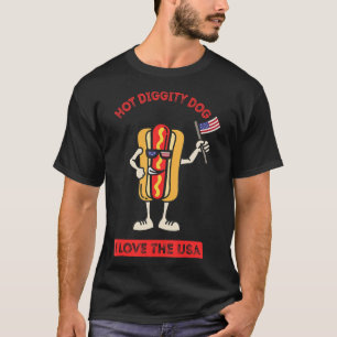 T-shirt Chien de juillet Hot Diggity 4 Patriotic BBQ Pickn