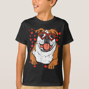 T-shirt Chien de la Saint-Valentin en anglais bouledogue a