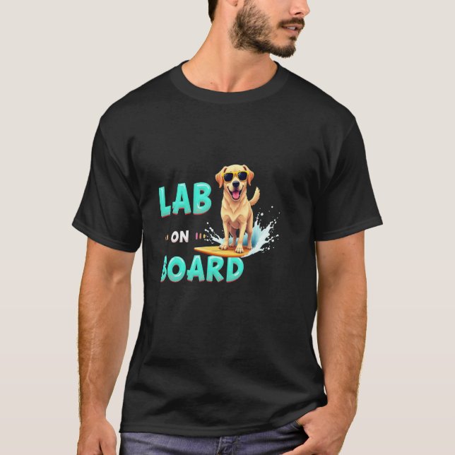 T-shirt Chien de Labrador surfant cool (Devant)