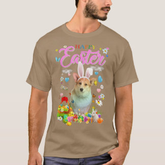 T-shirt Chien de Lapin Corgi Joyeux Oeufs de Pâques
