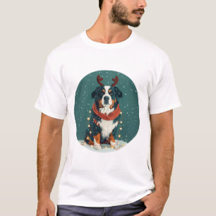 T-shirt Chien de montagne bernois de rennes de Noël