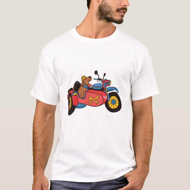 T-shirt Chien de moto en sidecar (Devant)