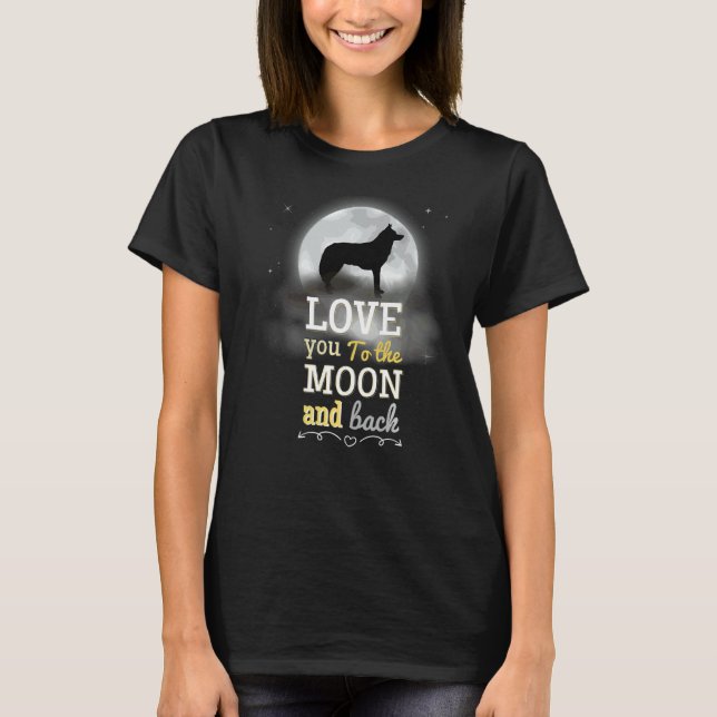 T-shirt Chien De Motoneige Alakan Husky Amour À La Lune (Devant)