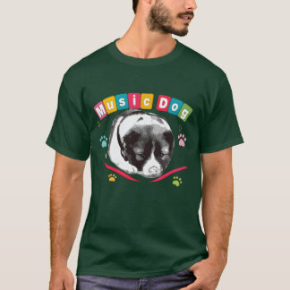 T-shirt Chien de musique avec cadeau de casque