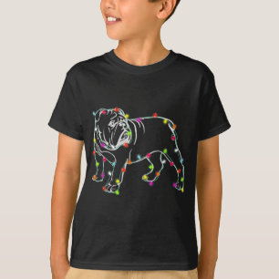 T-shirt Chien de Noël Anglais Amant Chien de taureau Lumiè