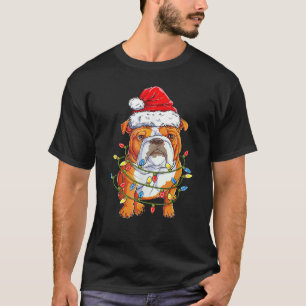T-shirt Chien de Noël Anglais Père Noël Illuminations Noël