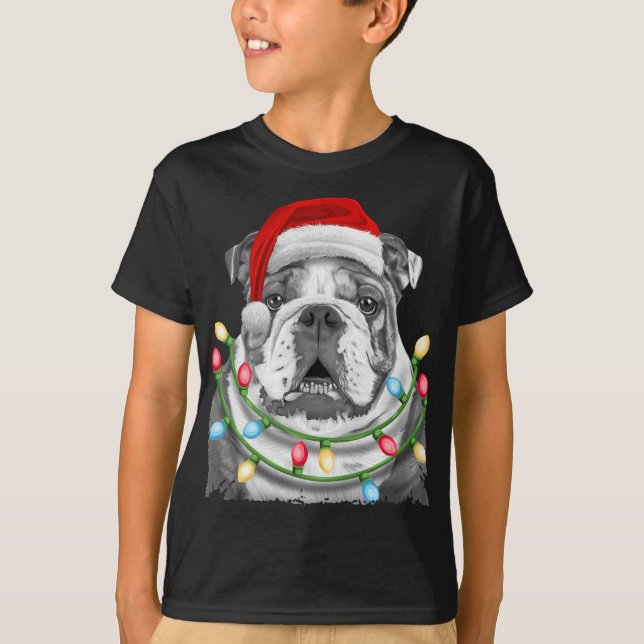 T-shirt Chien de Noël Anglais Père Noël Illuminations Noël (Devant)