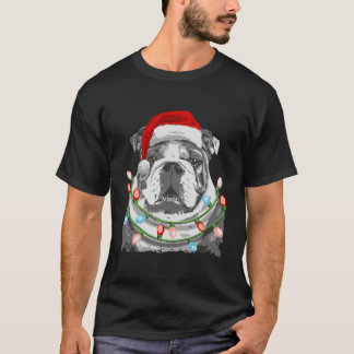 T-shirt Chien de Noël Anglais Père Noël Illuminations Noël