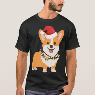 T-shirt Chien de Noël Corgi avec chapeau de Noël et L de N