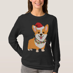 T-shirt Chien de Noël Corgi avec chapeau de Noël et L de N