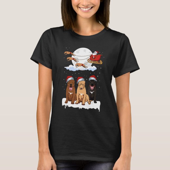 T-shirt Chien de Noël de père Noël Pitbull Reindeer Sleigh (Devant)