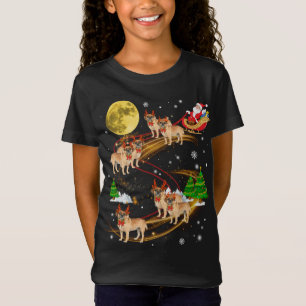T-Shirt Chien de Noël de Reindeer à cheval Père Noël Xmas