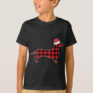 T-shirt Chien de Noël Décorations Red Plaid Buffalo
