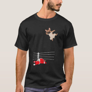 T-shirt Chien de Noël drôle de wrestling de Noël Santa et 