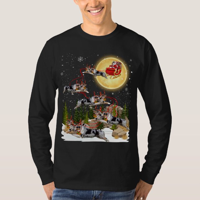 T-shirt Chien de Noël du berger australien Reindeer (Devant)