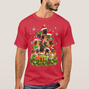 T-shirt Chien de Noël Français Chien de taureaux Lumières