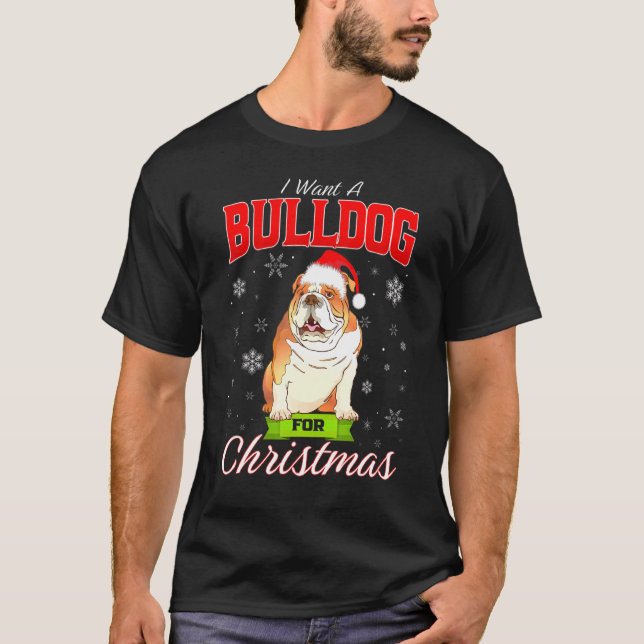T-shirt Chien De Noël Je Veux Un Chien De Noël Anglais (Devant)