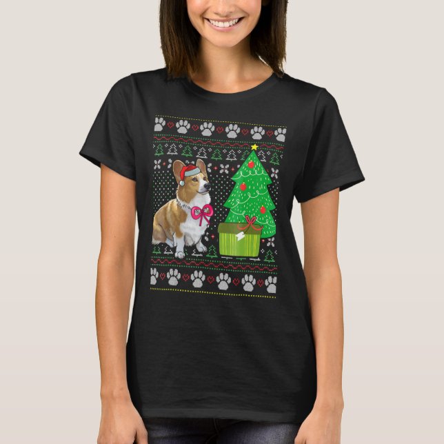 T-shirt Chien de Noël laid Corgi (Devant)