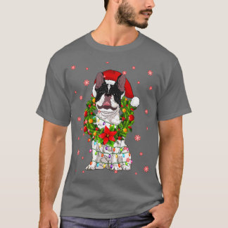 T-shirt Chien de Noël Noël Noël Noël Chapeau de Noël Feux