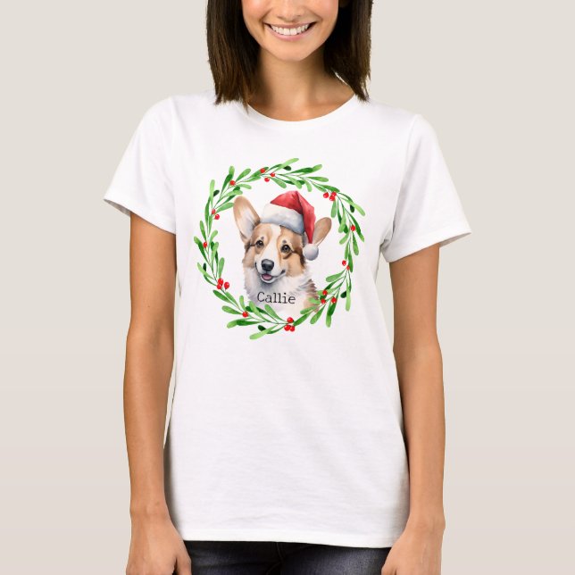 T-shirt Chien de Noël Pembroke Welsh Corgi Vacances Animau (Devant)