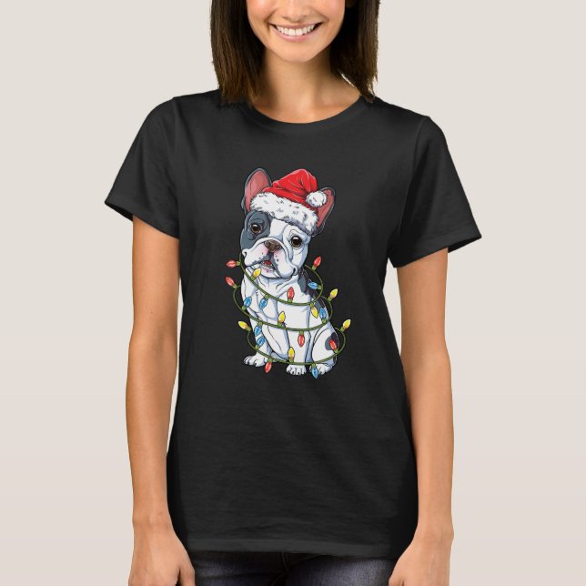 T-shirt Chien de Noël Père Noël : Lumières des sapins de N (Devant)
