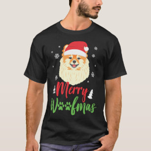 T-shirt Chien de Noël Pomeranian Merry Woofmas