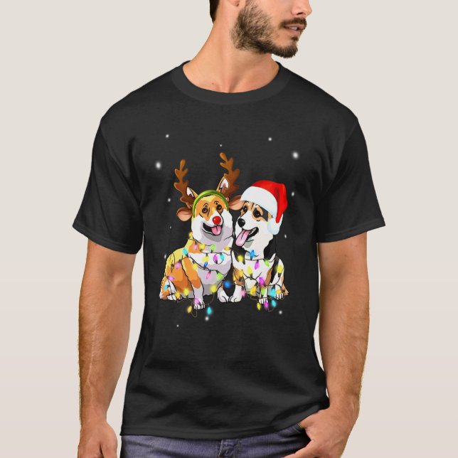 T-shirt Chien de Noël Renne Corgi (Devant)