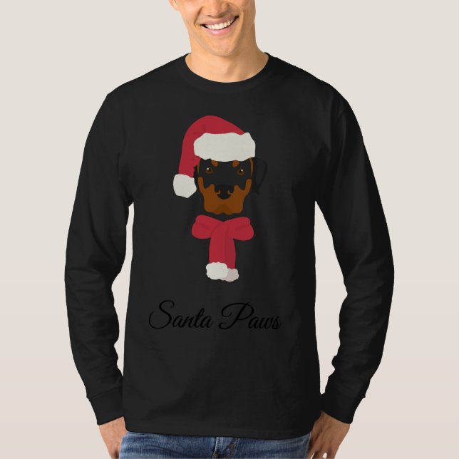 T-shirt Chien de Noël Rottweiler avec Père Noël H (Devant)