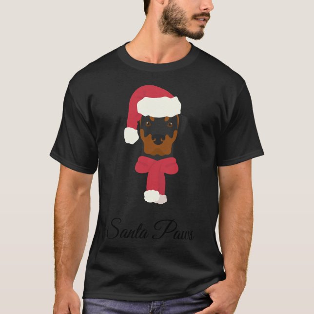 T-shirt Chien de Noël Rottweiler avec Père Noël H (Devant)