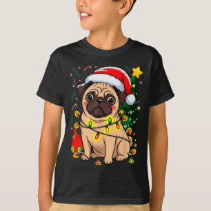 T-shirt Chien de Noël Santa Claus Pug Chiot X-mas 