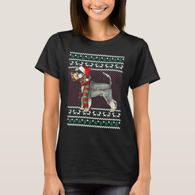 T-shirt Chien de Noël Schnauzer Chien de Noël Chapeau Vila (Devant)