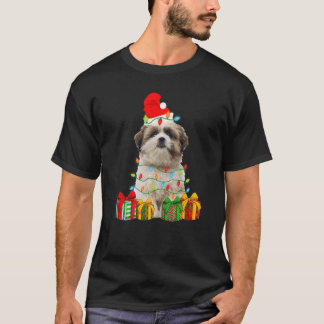 T-shirt Chien de Noël Shih Tzu Lumières de Noël Chiot