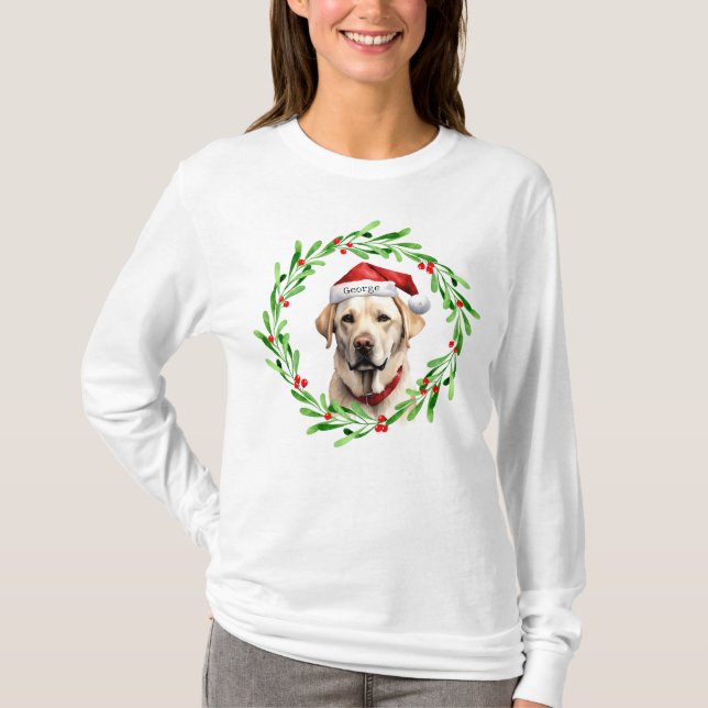 T-shirt Chien de Noël Yellow Lab Labrador Retriever Père N (Devant)