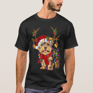 T-shirt Chien de Père Noël yorkie terrier ravissant renn
