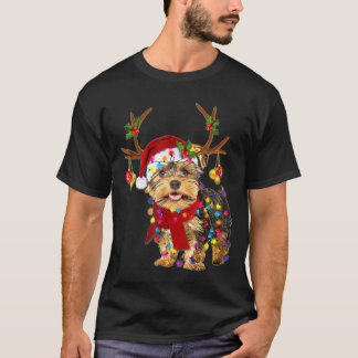 T-shirt Chien de Père Noël yorkie terrier ravissant renne
