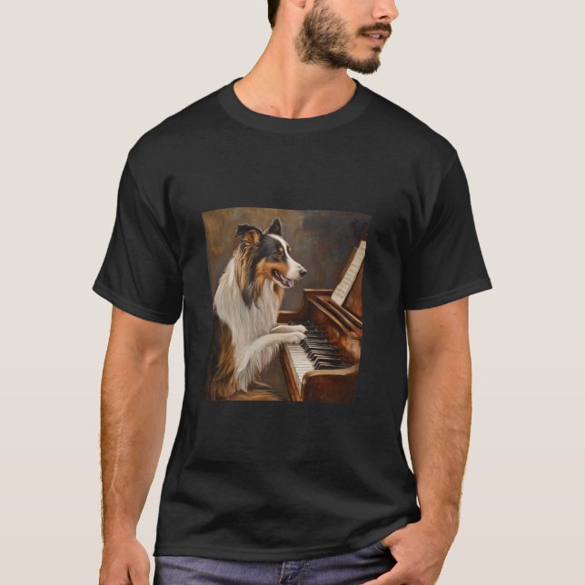 T-shirt Chien de piano Rough Collie (Devant)