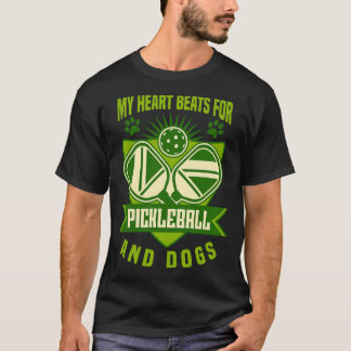 T-shirt Chien de pickleball Mon cœur bat pour le picklebal