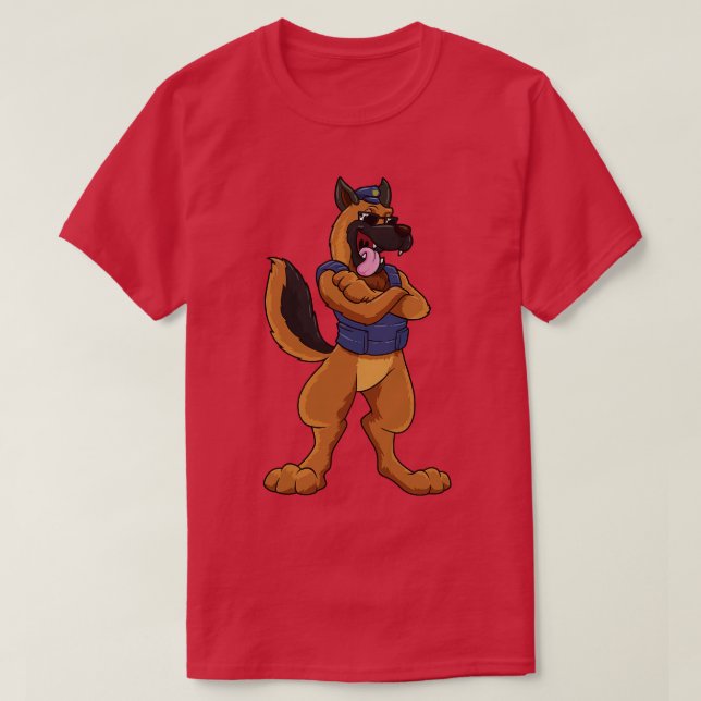 T-shirt Chien de police en tant qu'officier de police avec (Design devant)