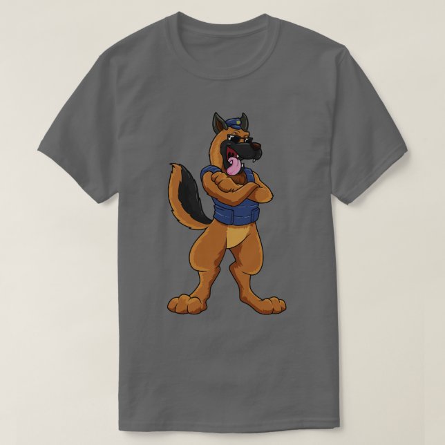 T-shirt Chien de police en tant qu'officier de police avec (Design devant)