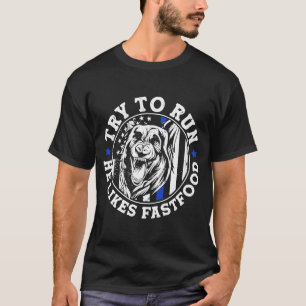 T-shirt Chien de police K9 essaie de courir l'agent de pol