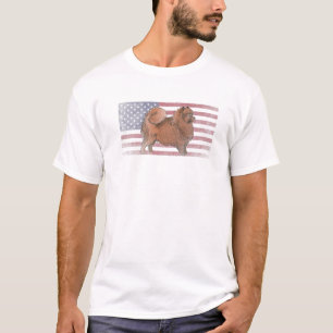 T-shirt Chien de Poméranie 4 juillet Drapeau Américain U