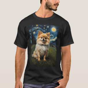 T-shirt Chien de Poméranie dans la nuit étoilée, Edvard Mu