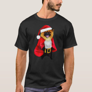 T-shirt Chien de Poméranie en costume de Noël Père Noël Pe