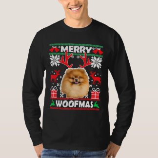 T-shirt Chien de Poméranie Merry Woofmas Chien de Noël