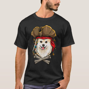 T-shirt Chien de Poméranie Pirate Jolly roger Drapeau Cros