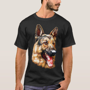 T-shirt Chien de portrait de visage berger allemand