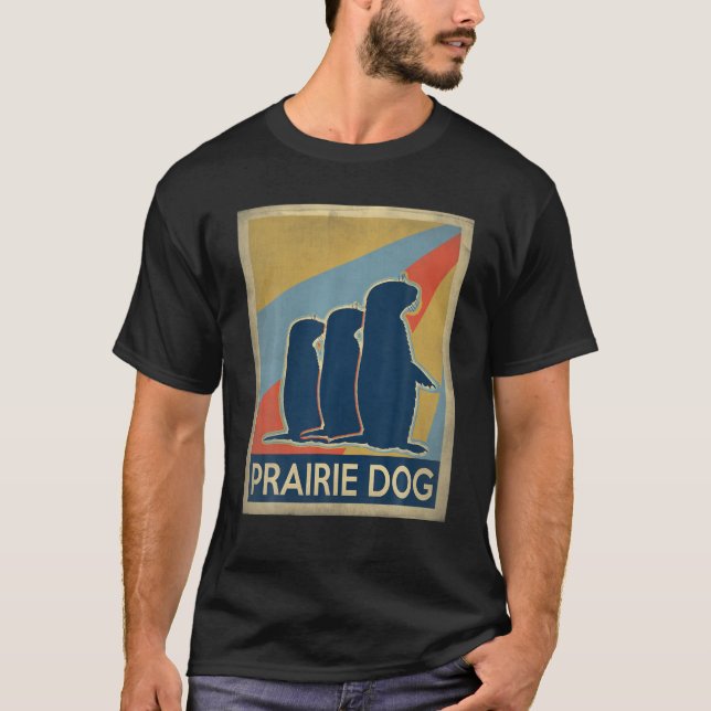 T-shirt Chien de prairie de style vintage (Devant)