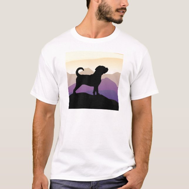 T-shirt Chien de Puggle de montagnes pourpres (Devant)