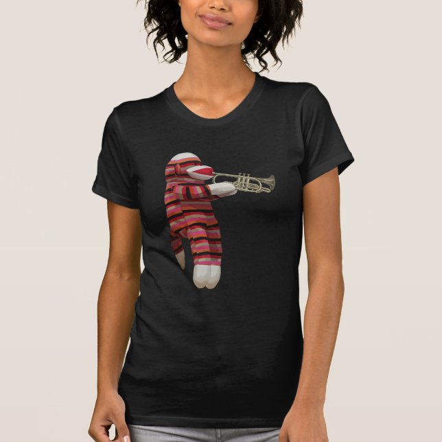 T-shirt Chien de queue jouant à la trompette 2 (Devant)