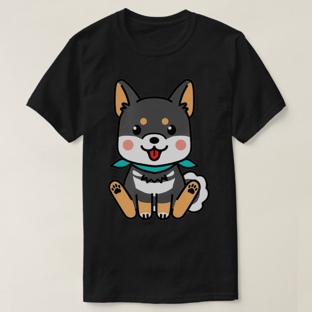 T-shirt Chien de race noire et Tan Shiba Inu Shibe (Design devant)